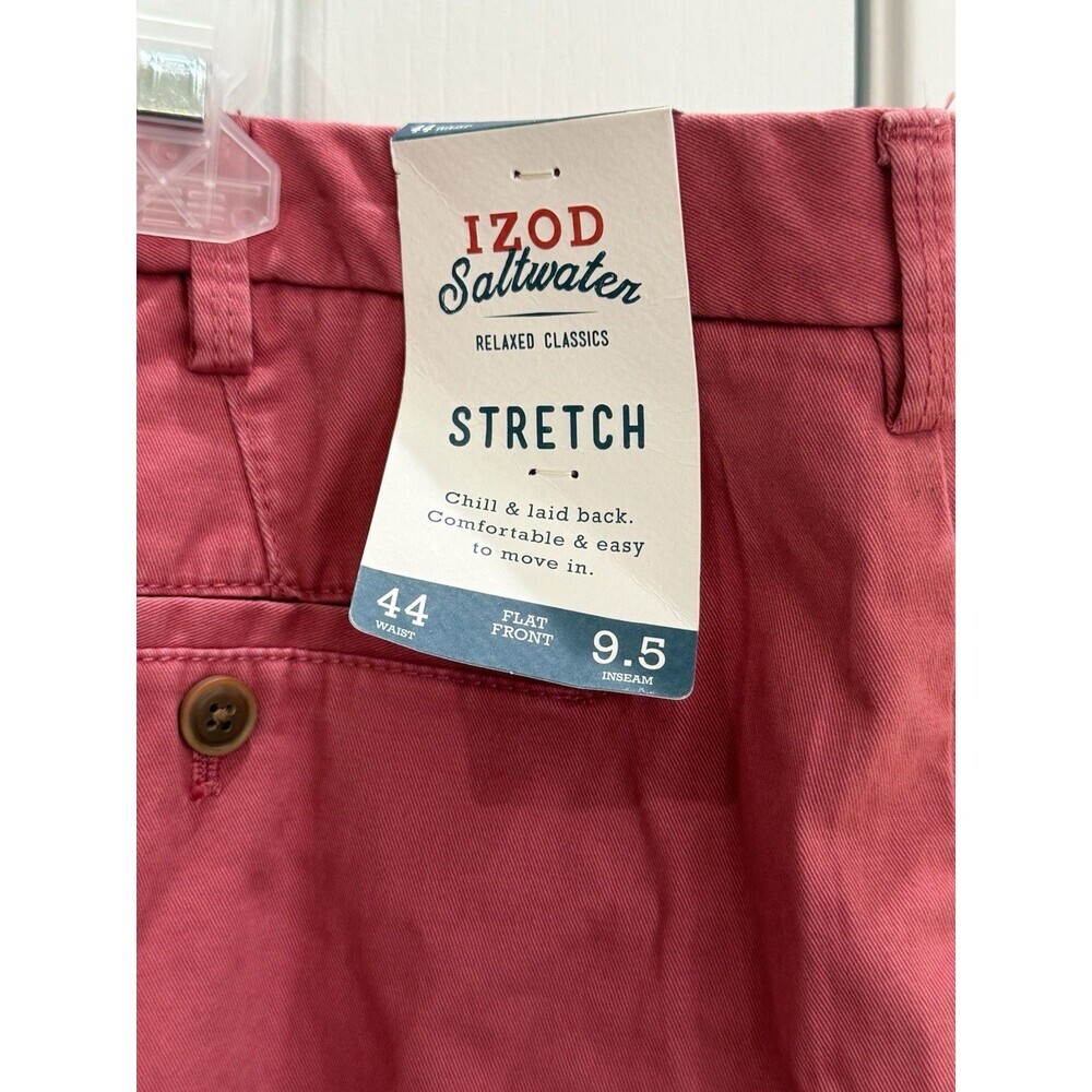 IZOD SALTWATER Salmon Stretch Washed Chino Shorts Men's 44W Beach Travel 9.5"
